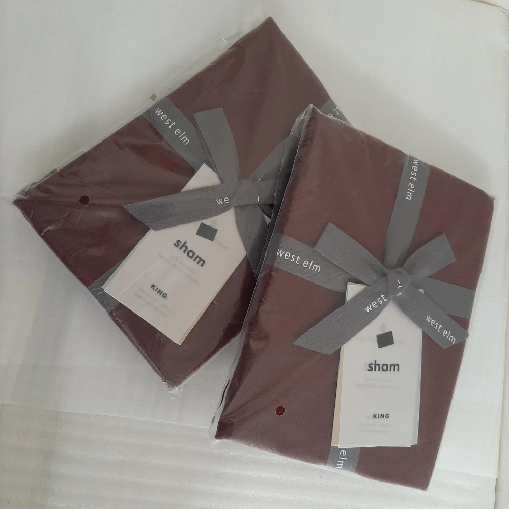West Elm Belgian Flax Linen King Shams Currant